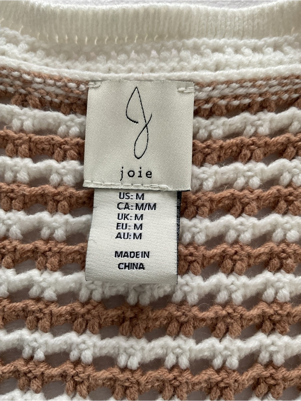 Joie Knit Sweater Vest Women Medium Beige Striped Button Front Boho - Picture 4 of 8